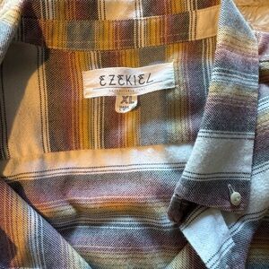 Ezekiel Yellow and Brown Casual Button Down Shirt